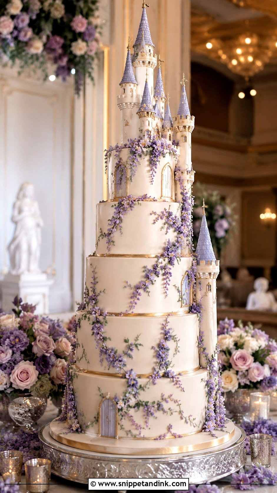 Tangled Castle Wedding Cake - Snippet and Ink - 20 Tangled Theme Wedding Cake Ideas