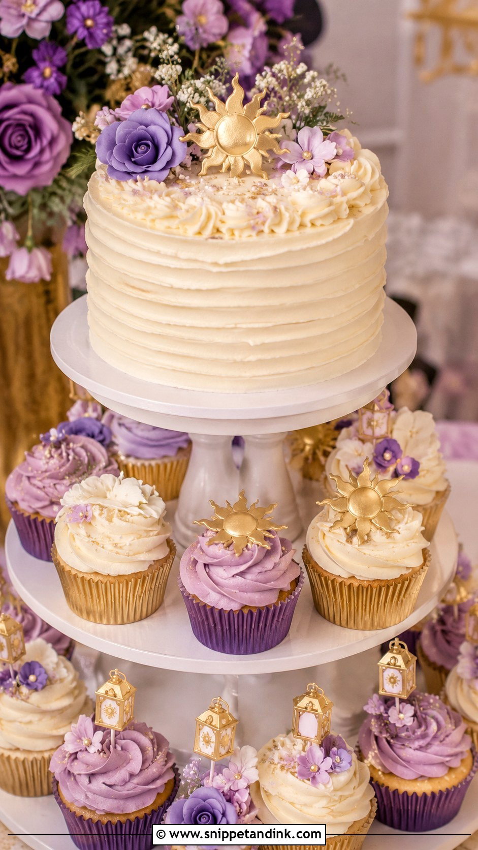 Tangled Cupcake Wedding Cake - Snippet and Ink - 20 Tangled Theme Wedding Cake Ideas