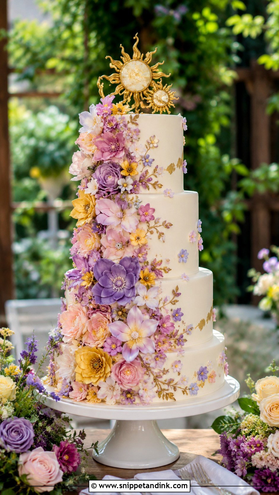 Tangled Floral Wedding Cake - Snippet and Ink - 20 Tangled Theme Wedding Cake Ideas
