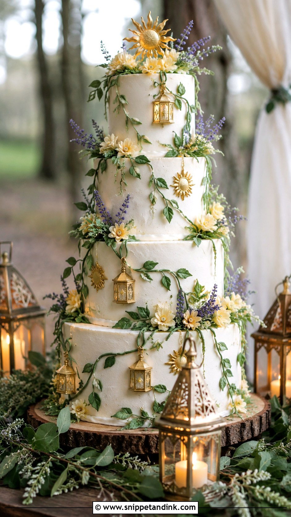 Tangled Greenery Wedding Cake - Snippet and Ink - 20 Tangled Theme Wedding Cake Ideas