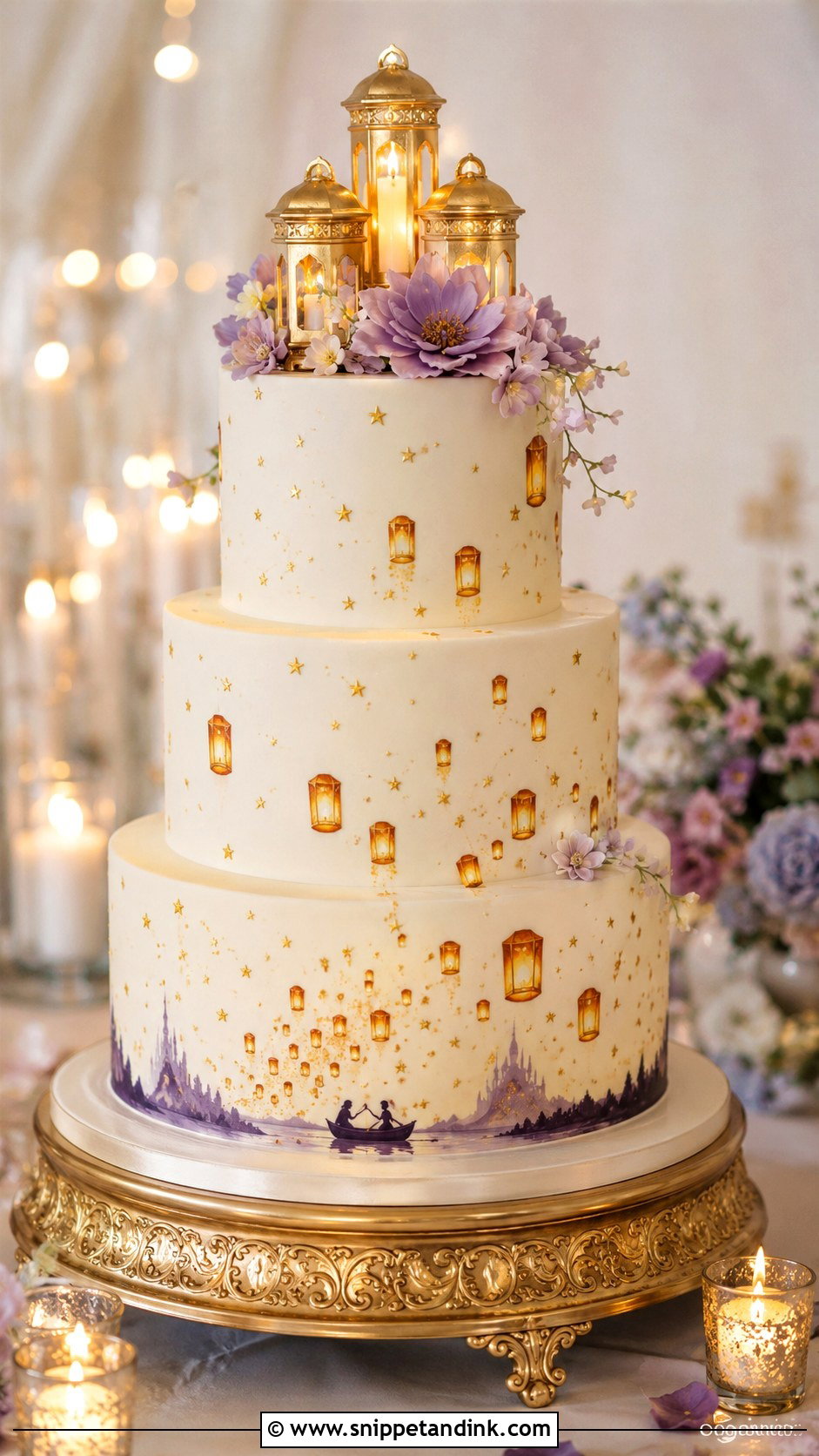 Tangled Lantern Wedding Cake - Snippet and Ink - 20 Tangled Theme Wedding Cake Ideas