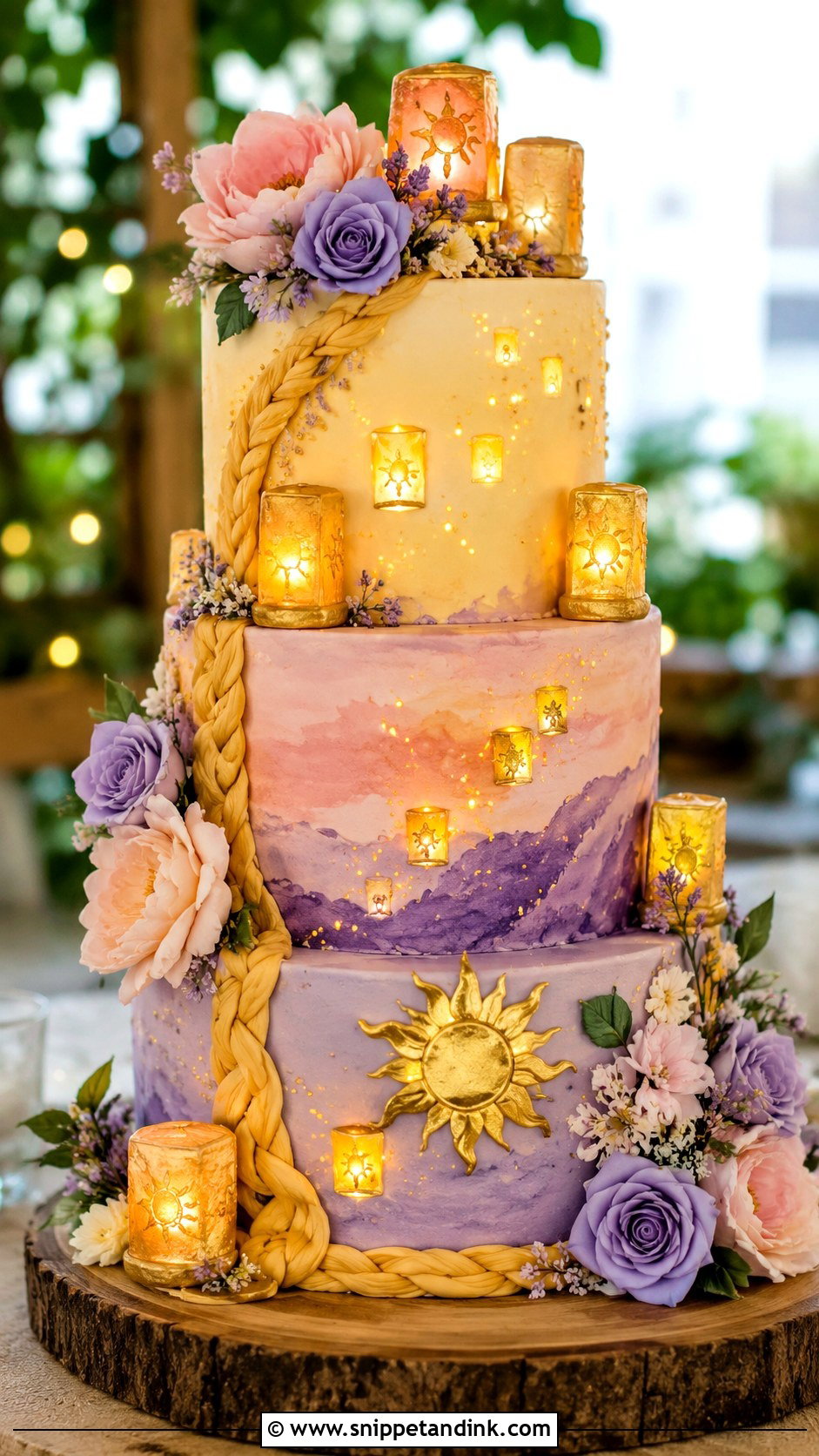Tangled Lantern Wedding Cake - Snippet and Ink - 20 Disney Wedding Cake Ideas