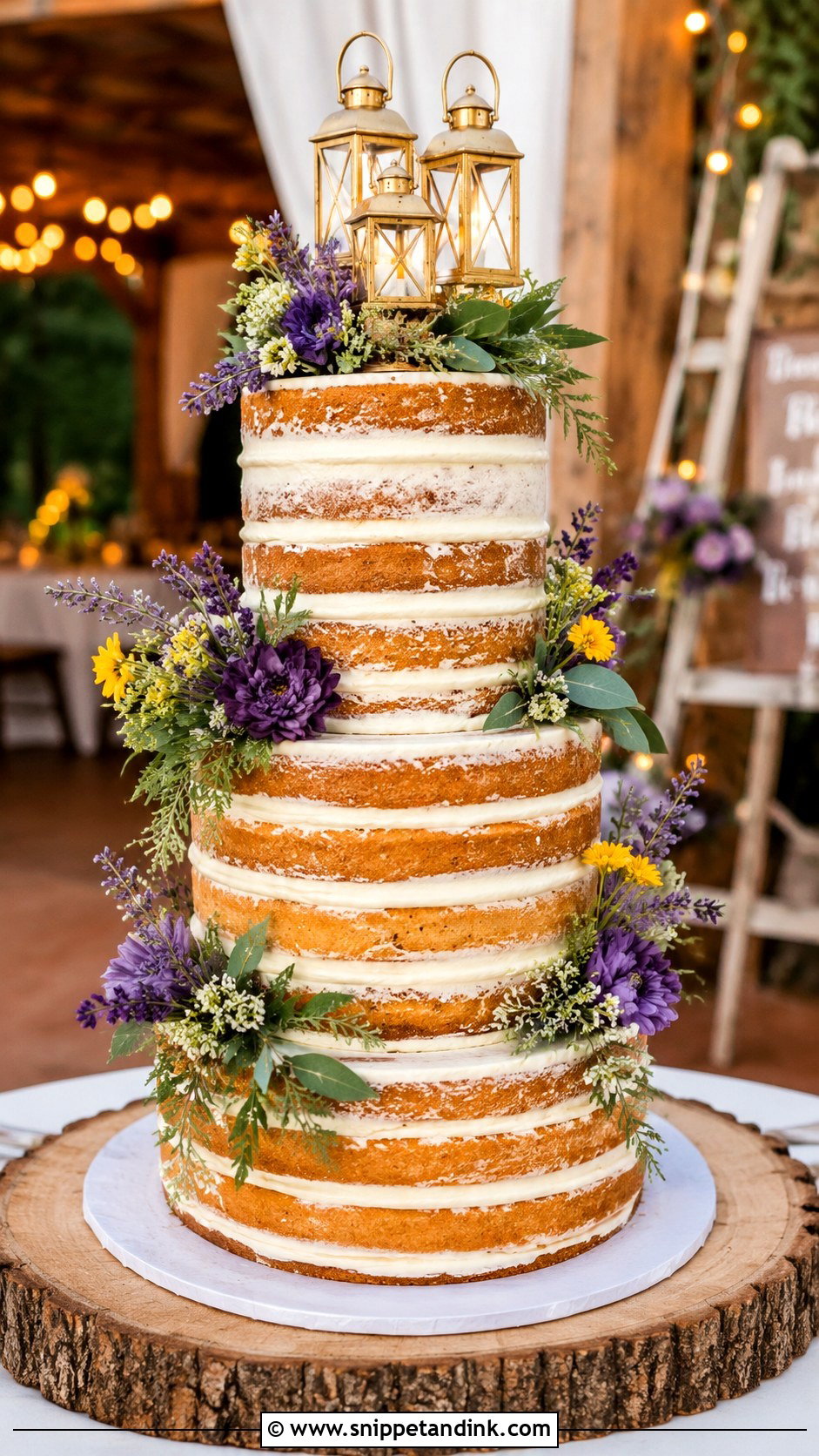 Tangled Naked Wedding Cake - Snippet and Ink - 20 Tangled Theme Wedding Cake Ideas
