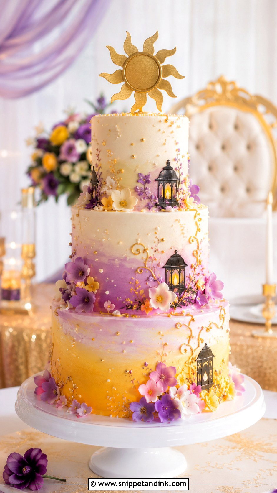 Tangled Ombre Wedding Cake - Snippet and Ink - 20 Tangled Theme Wedding Cake Ideas