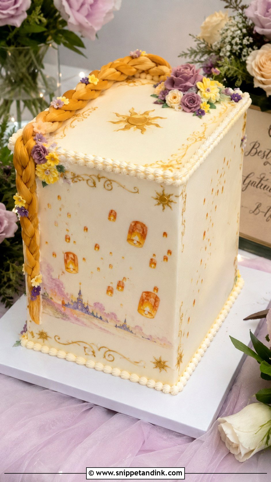 Tangled Sheet Wedding Cake - Snippet and Ink - 20 Tangled Theme Wedding Cake Ideas