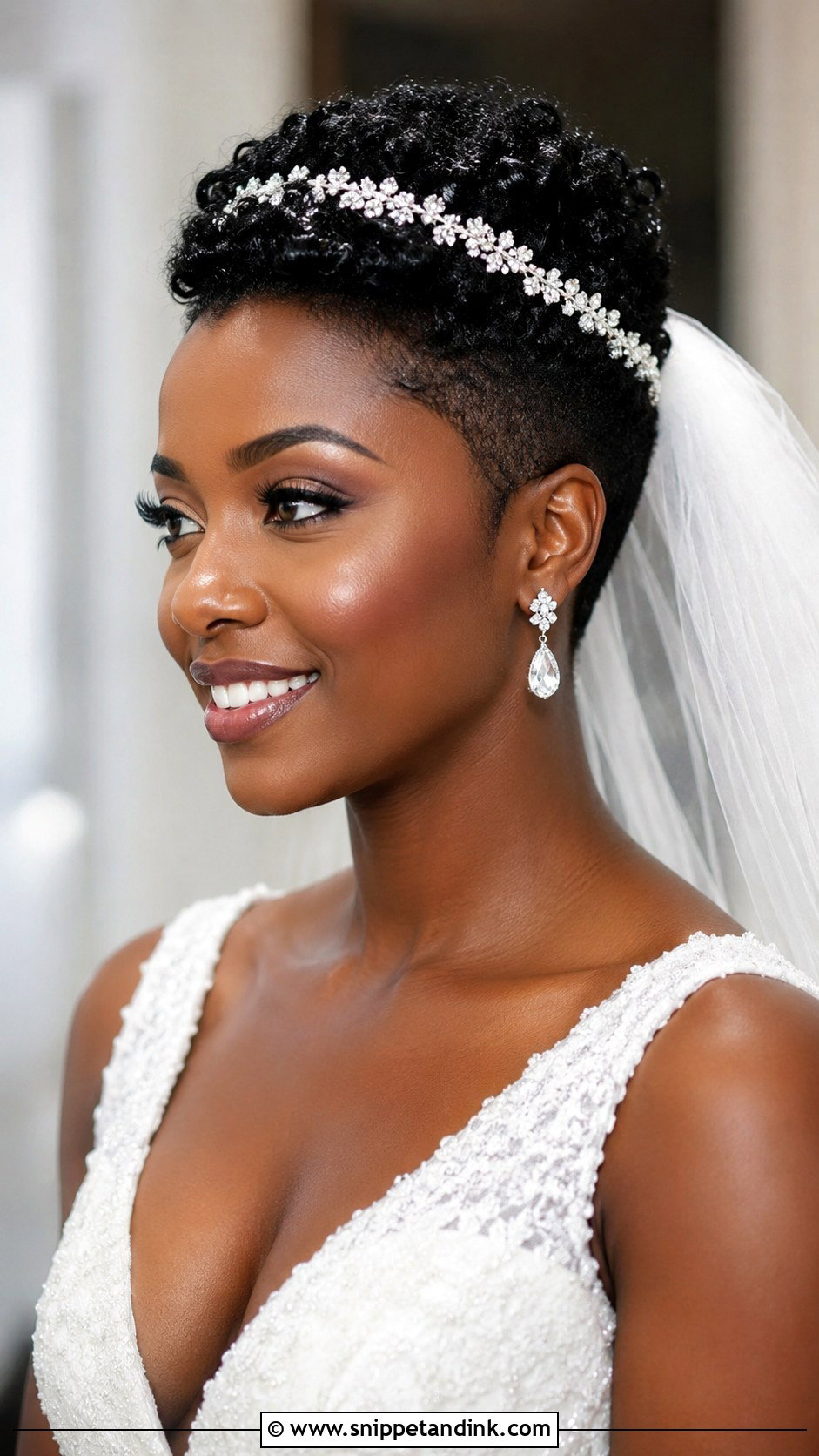 Tapered Cut Wedding Hairstyle - Snippet and Ink - 20 Black Hair Bride Ideas
