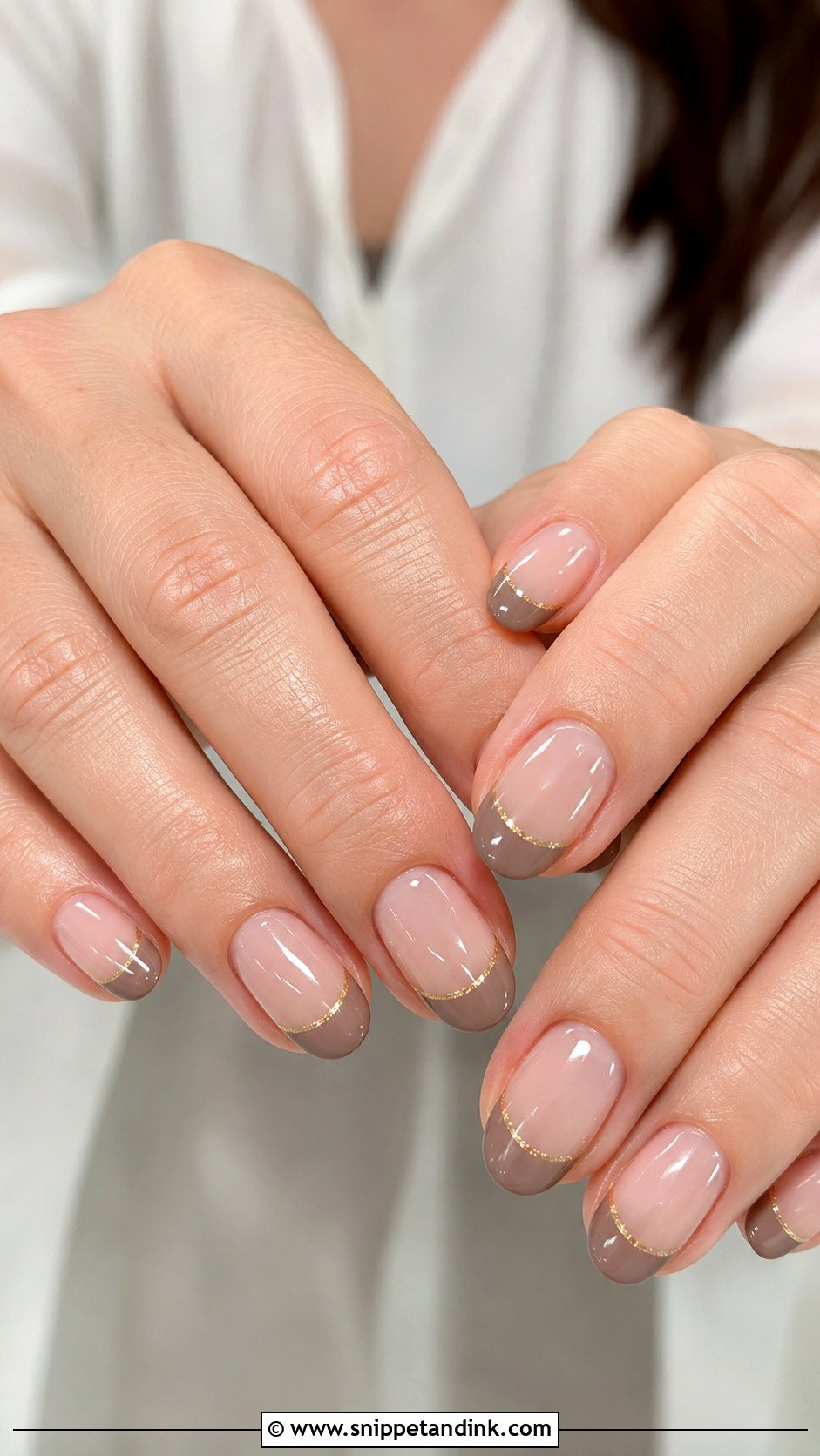 Taupe French Fall Wedding Guest Nails - Snippet and Ink - 20 Fall Wedding Guest Nails