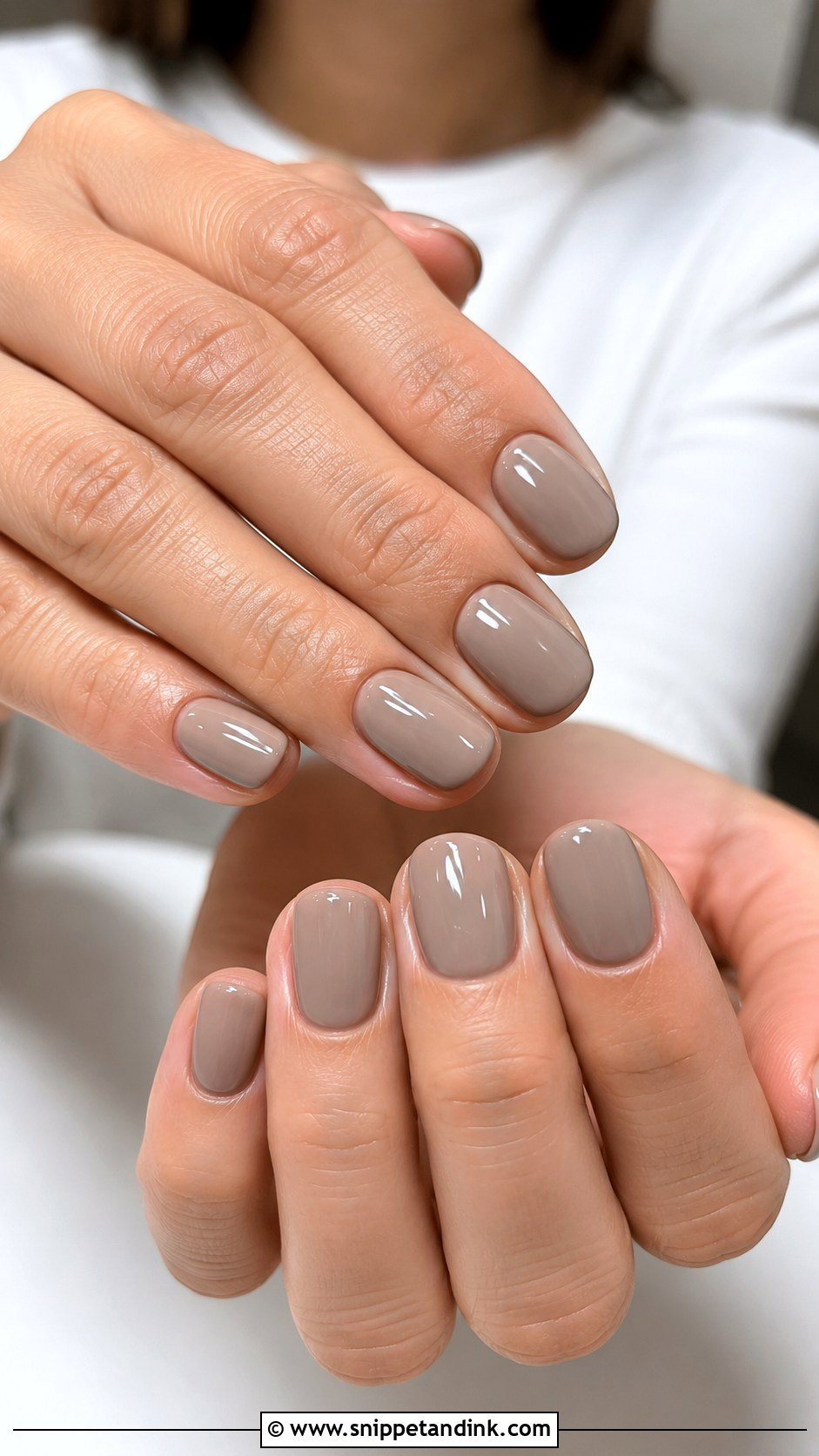 Taupe Glossy Nails - Snippet and Ink - 30 Classy Wedding Guest Nails Ideas