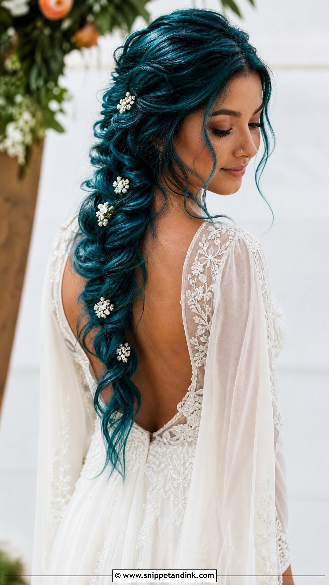 Teal Blue Bridal Braid - Snippet and Ink - 15 Blue Hair Bride Ideas