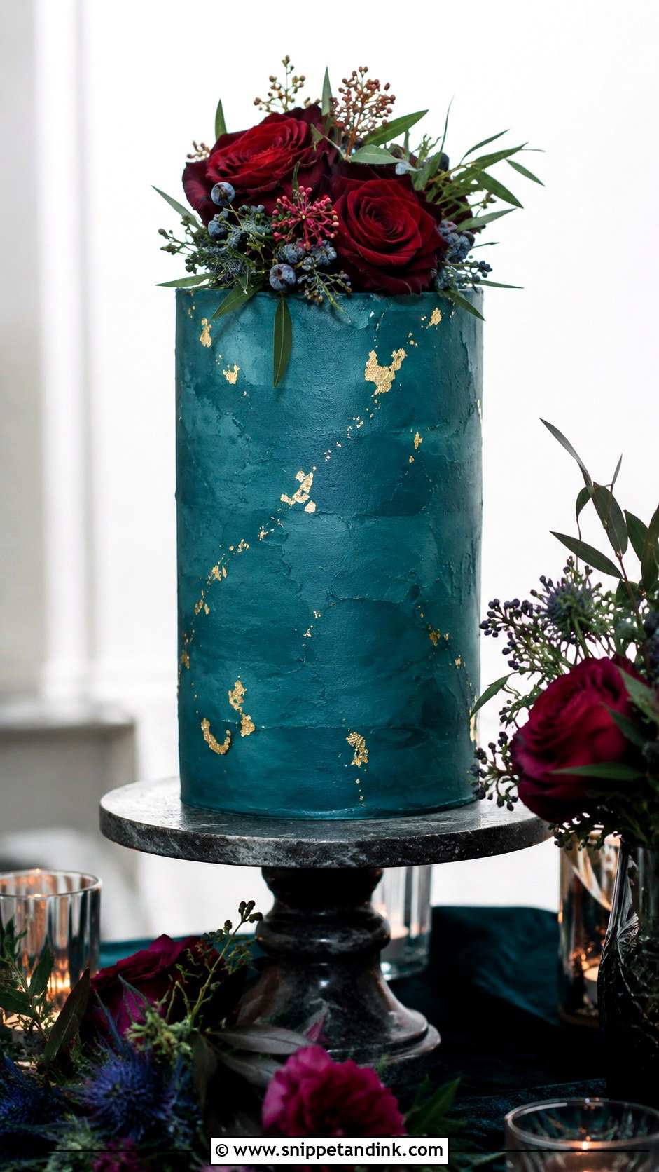 Teal Wedding Cake - Snippet and Ink - 20 Moody Jewel Tone Wedding Cake Ideas
