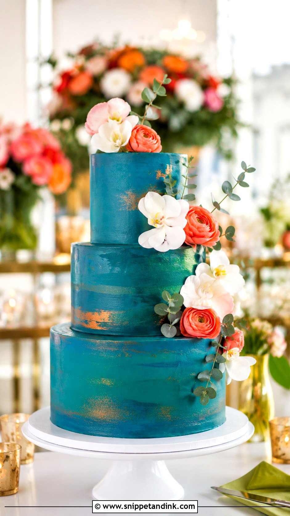 Teal Wedding Cake - Snippet and Ink - 20 Jewel Tone Wedding Cake Ideas