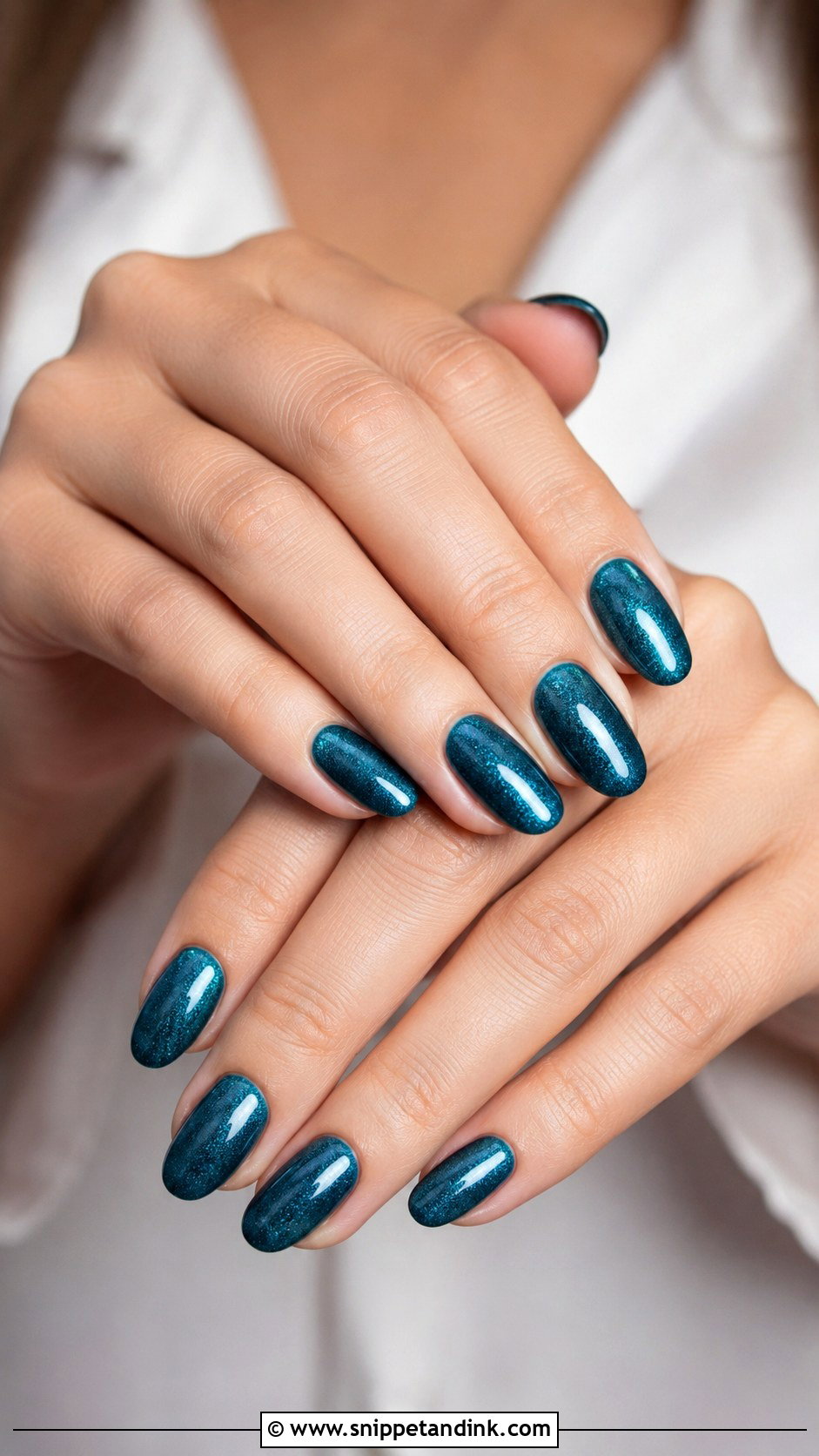 Teal Wedding Nails With Silver Shimmer - Snippet and Ink - 20 Colorful Wedding Nails