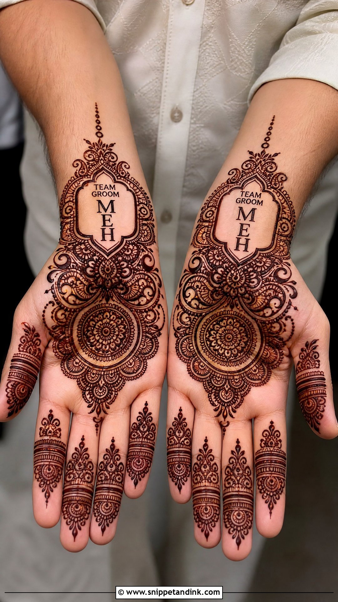 Team Groom Initial Mehndi Design - Snippet and Ink - 25 Team Groom Mehndi Design Ideas