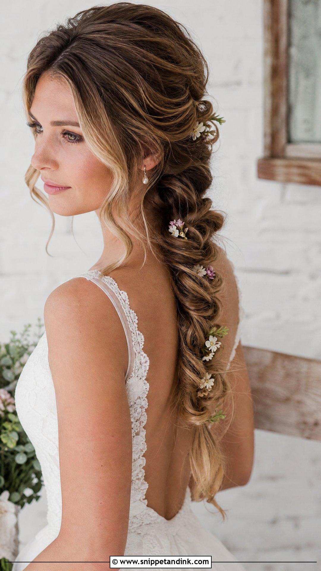 Teased Crown With a Long Braid - Snippet and Ink - 20 80s Wedding Hair Ideas