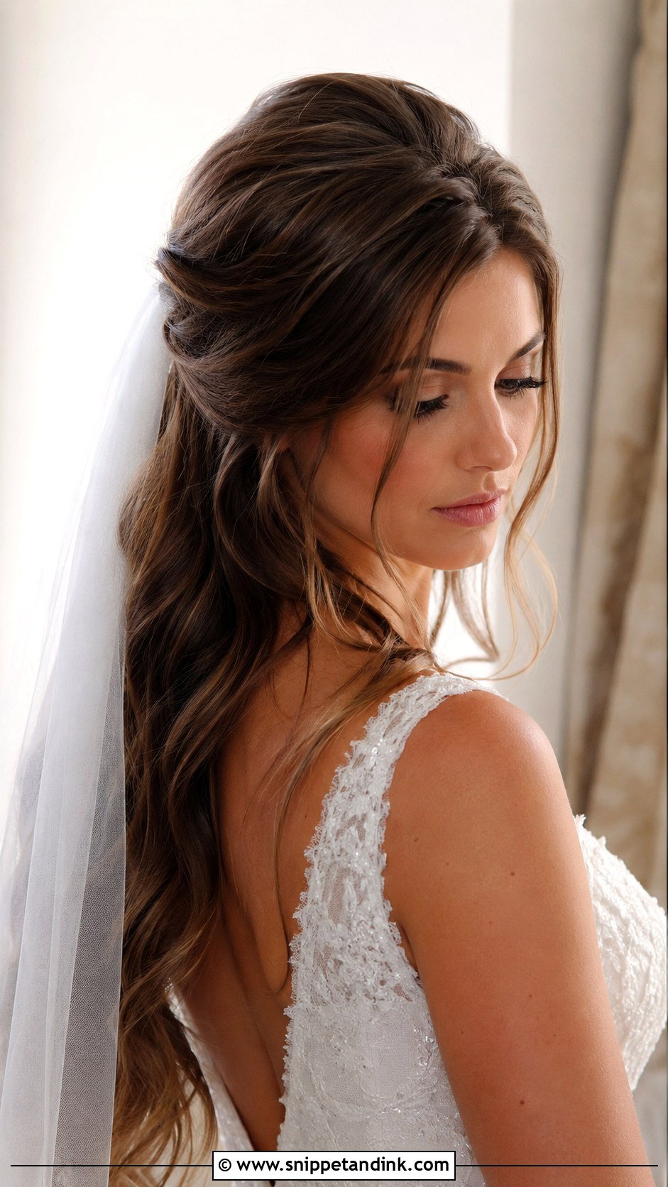 Teased Half Up With Veil - Snippet and Ink - 25 60s Wedding Hair Ideas