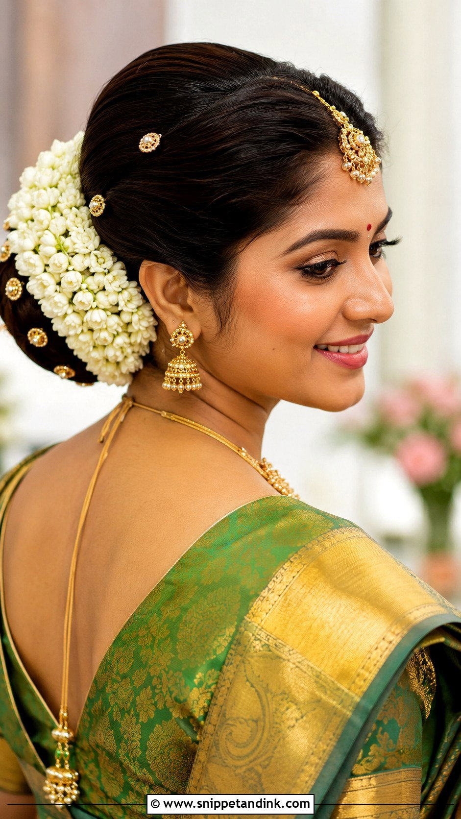 Telugu Bridal Bun With Gajra - Snippet and Ink - 15 Telugu Bridal Hairstyles