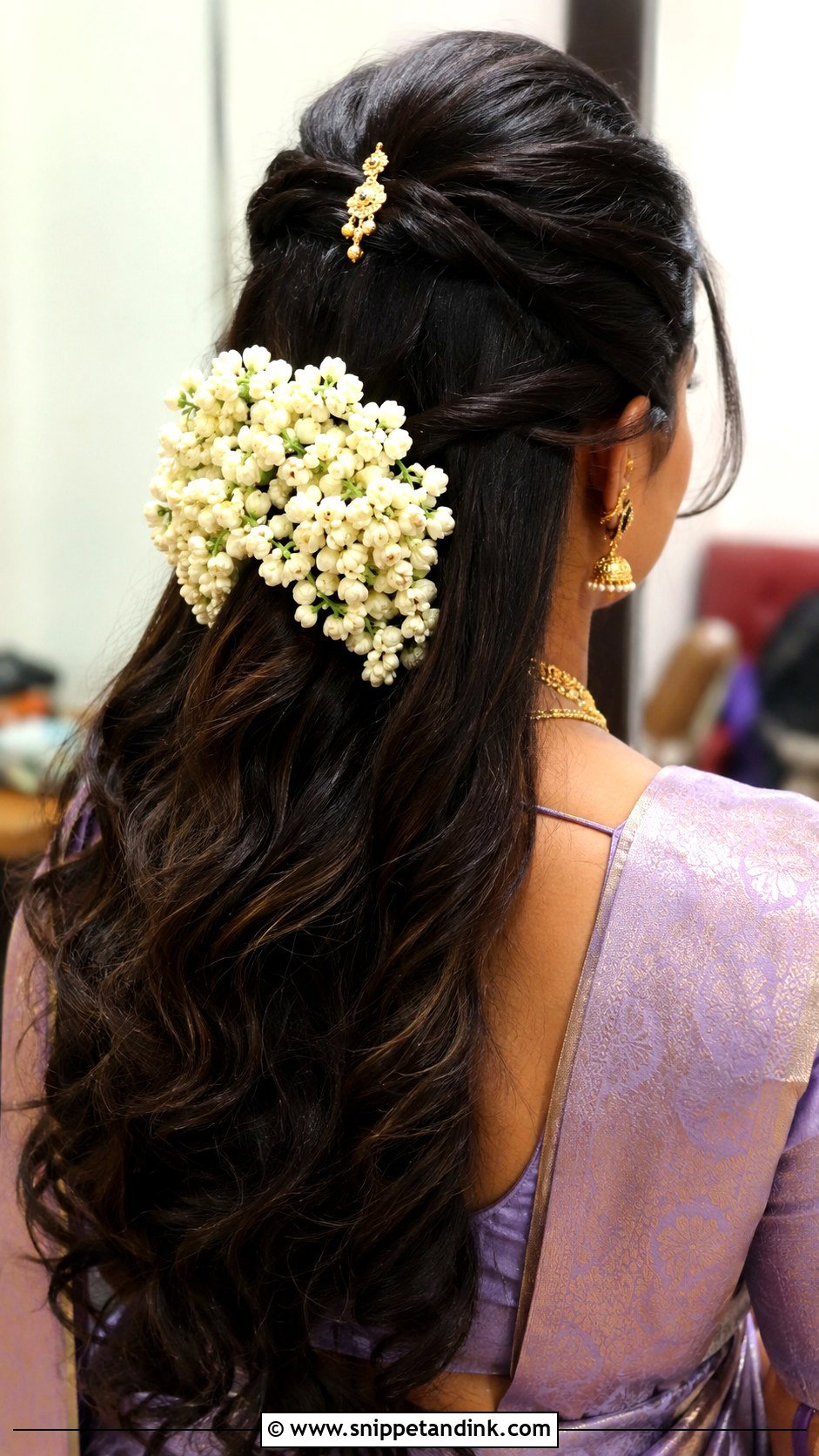 Telugu Bridal Half Up Hairstyle - Snippet and Ink - 15 Telugu Bridal Hairstyles