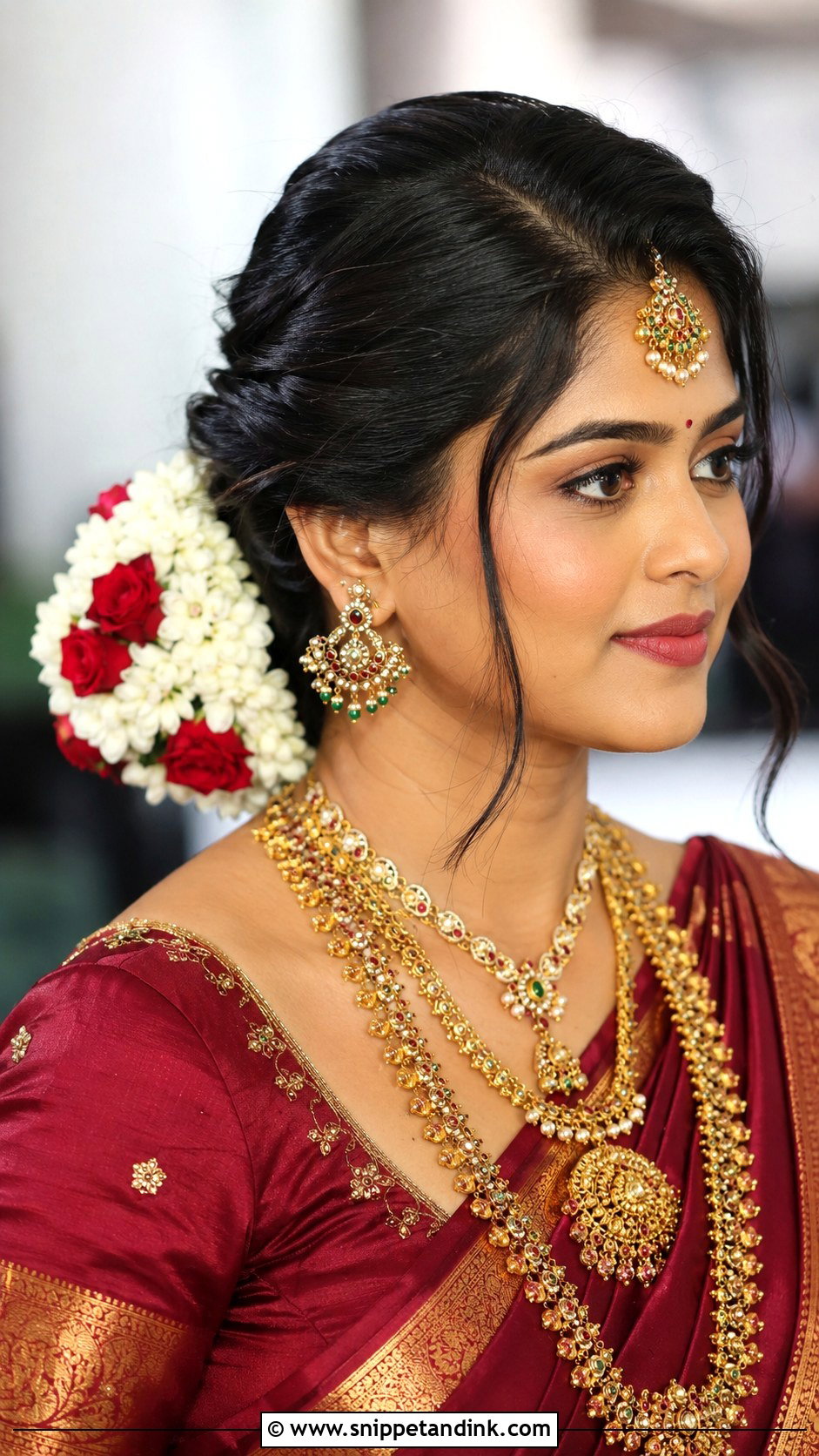 Telugu Bridal Low Bun - Snippet and Ink - 15 Telugu Bridal Hairstyles