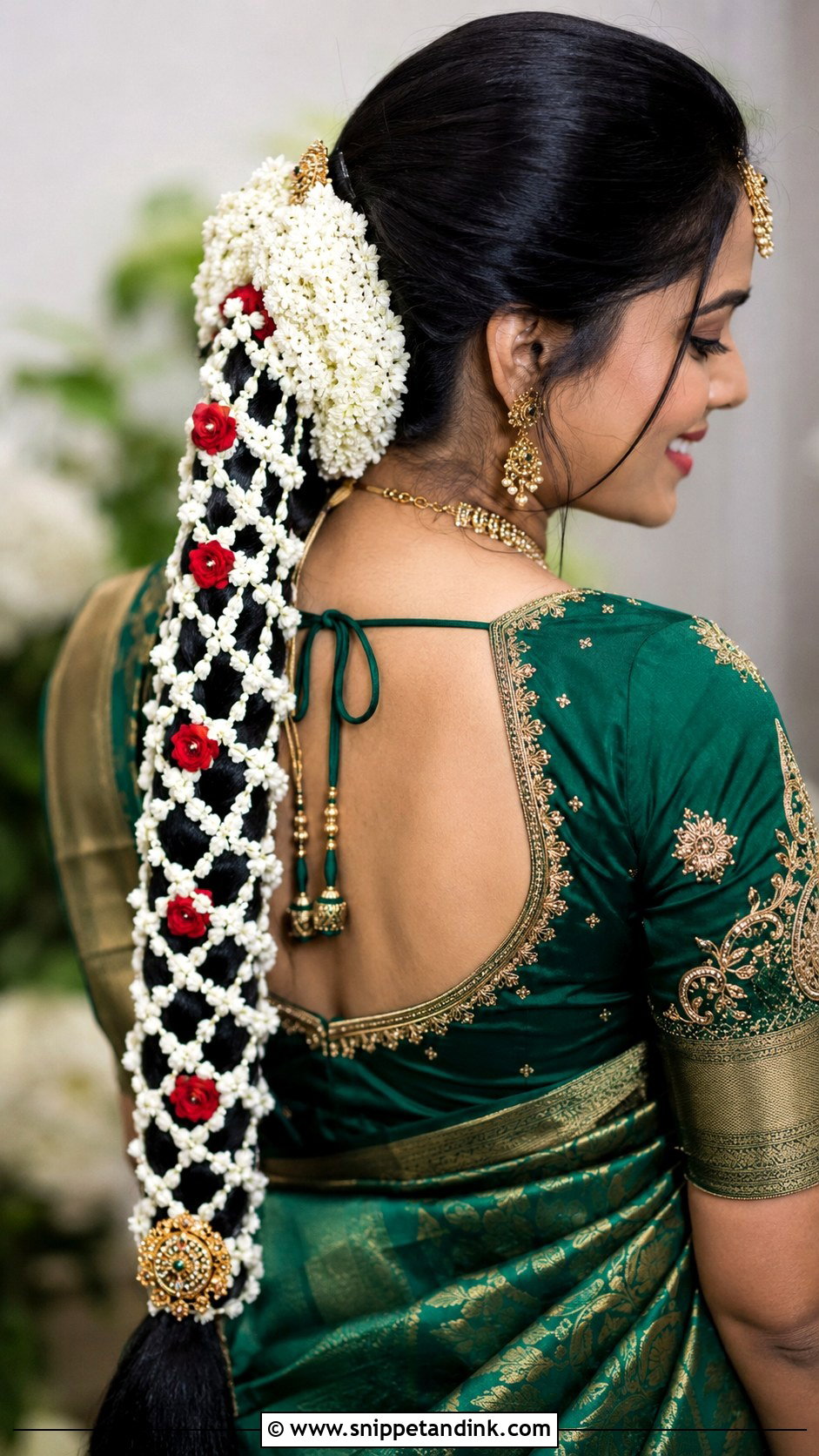 Telugu Bridal Netted Poola Jada - Snippet and Ink - 15 Telugu Bridal Hairstyles