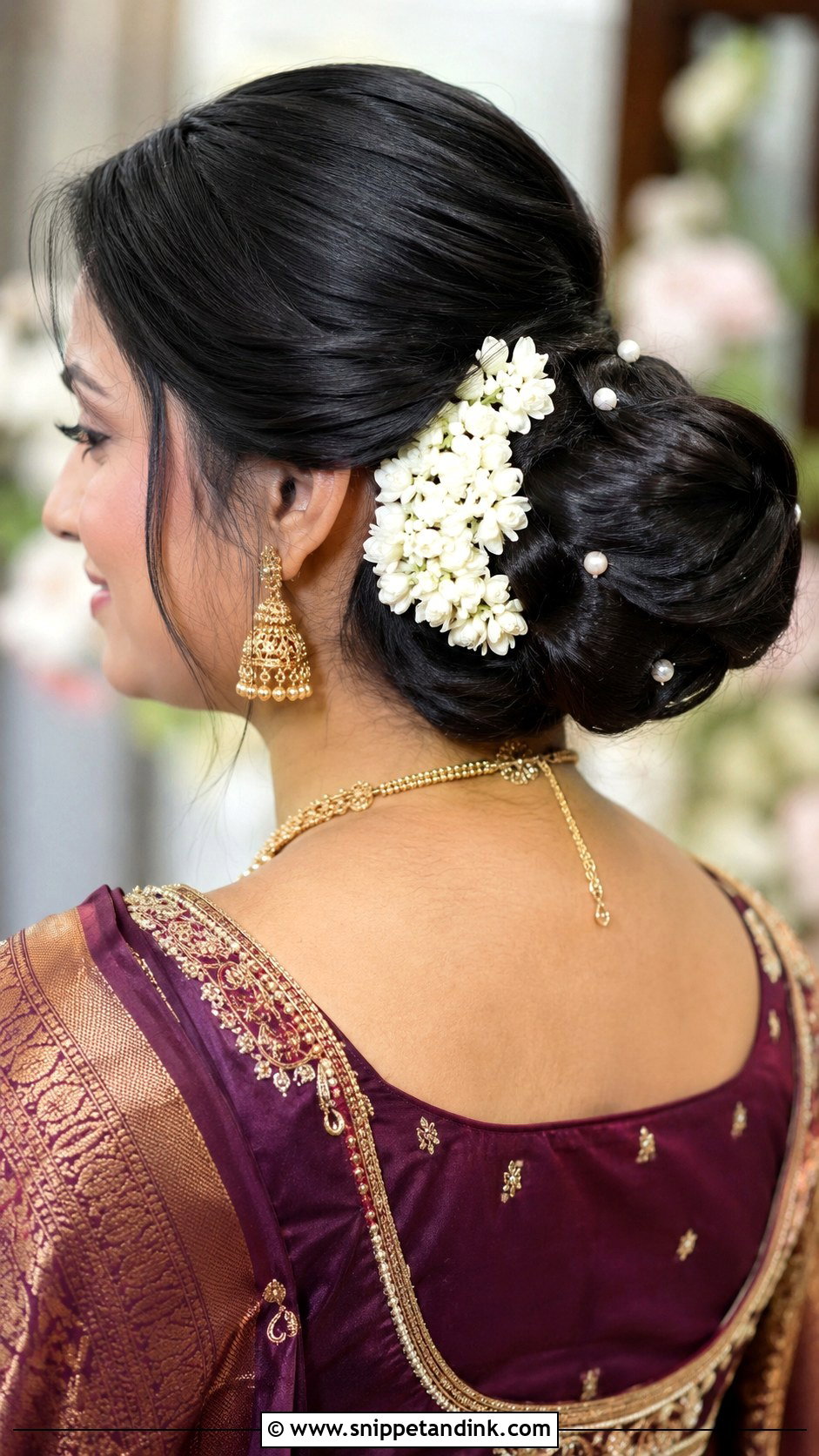 Telugu Bridal Reception Bun - Snippet and Ink - 15 Telugu Bridal Hairstyles