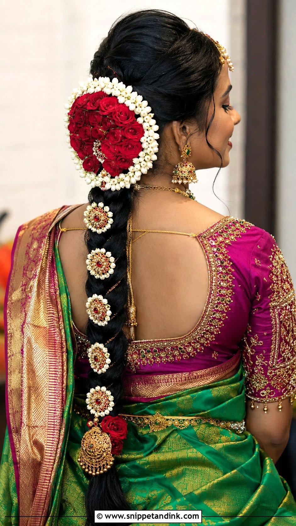 Telugu Bridal Rose Poola Jada - Snippet and Ink - 15 Telugu Bridal Hairstyles