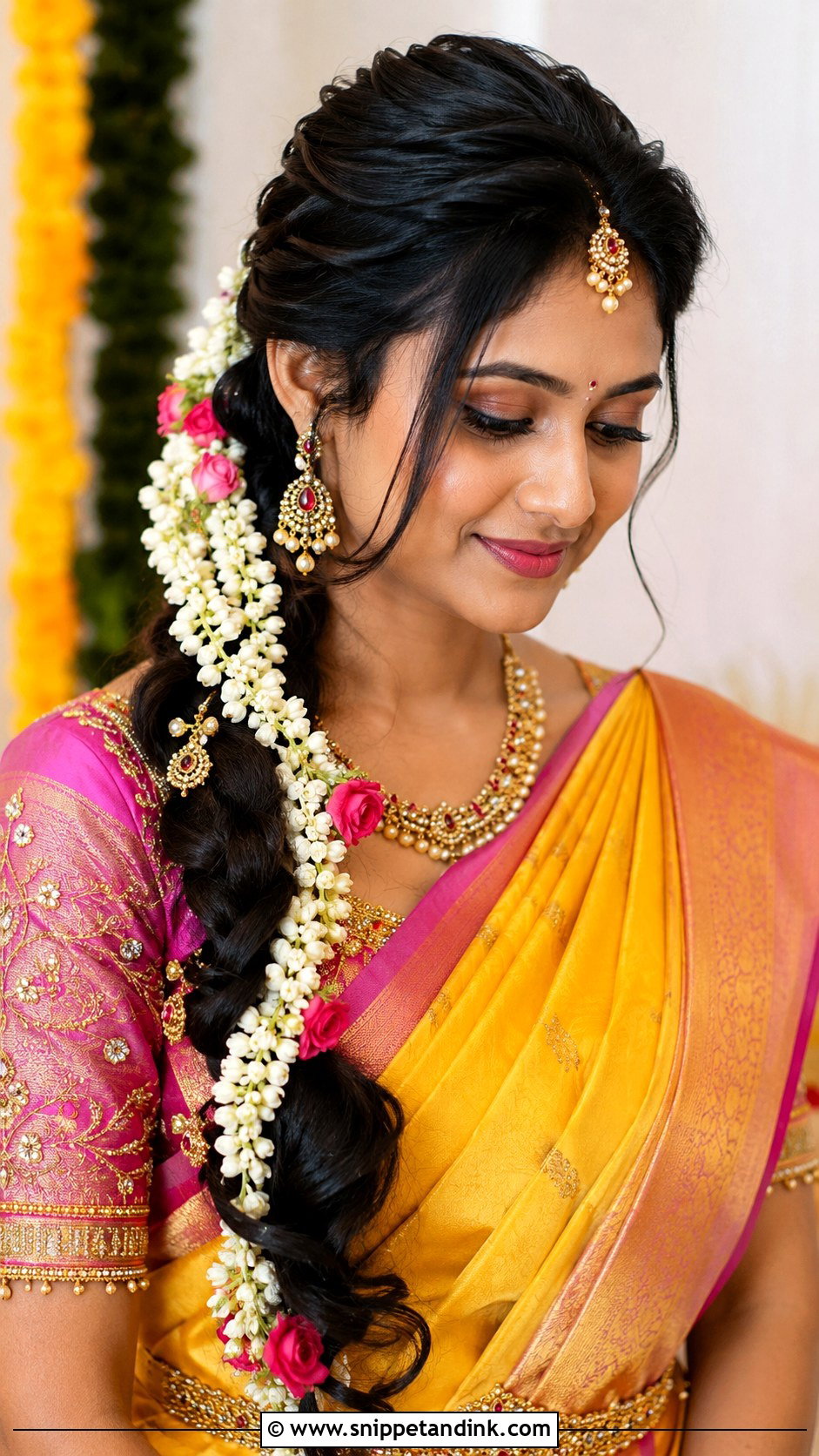 Telugu Bridal Side Braid - Snippet and Ink - 15 Telugu Bridal Hairstyles