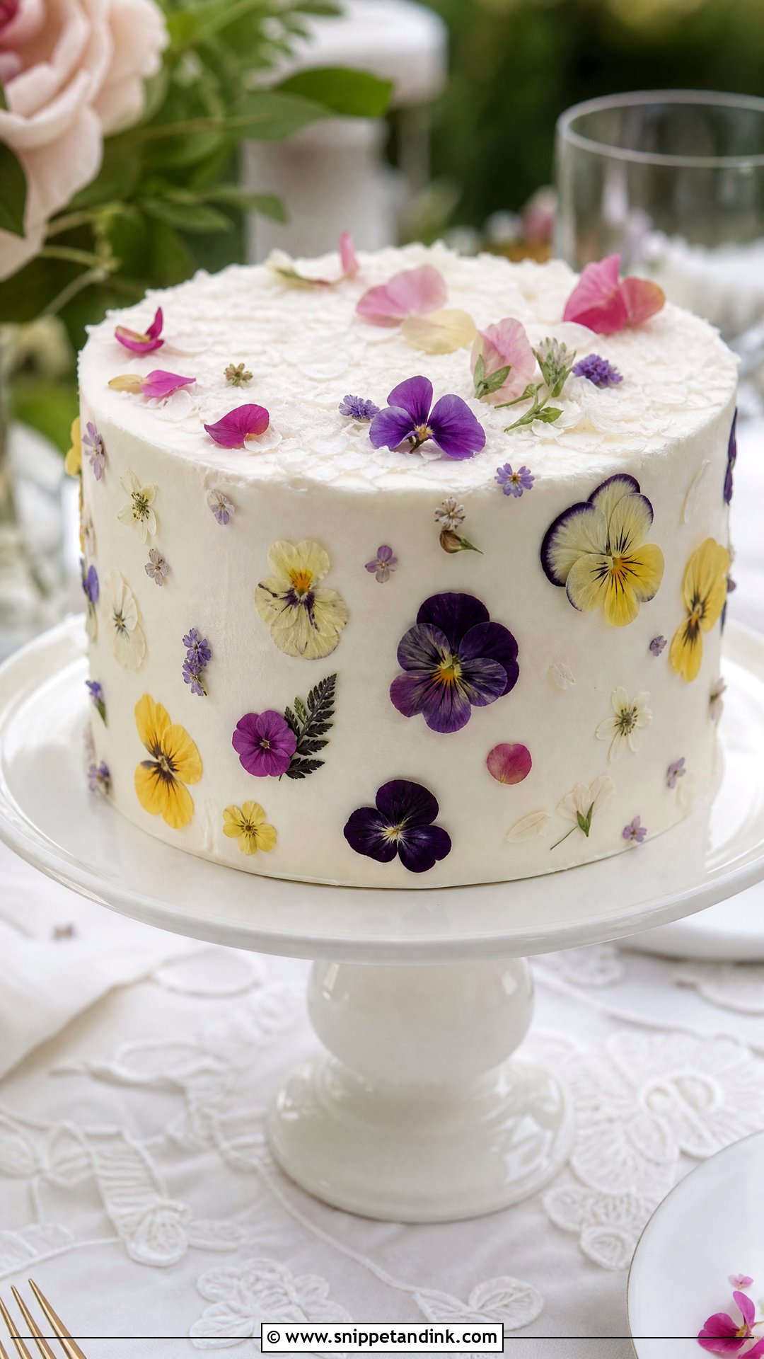 Tender Coconut Wedding Cake With Edible Flowers - Snippet and Ink - 20 Tender Coconut Cake Design Ideas for Wedding