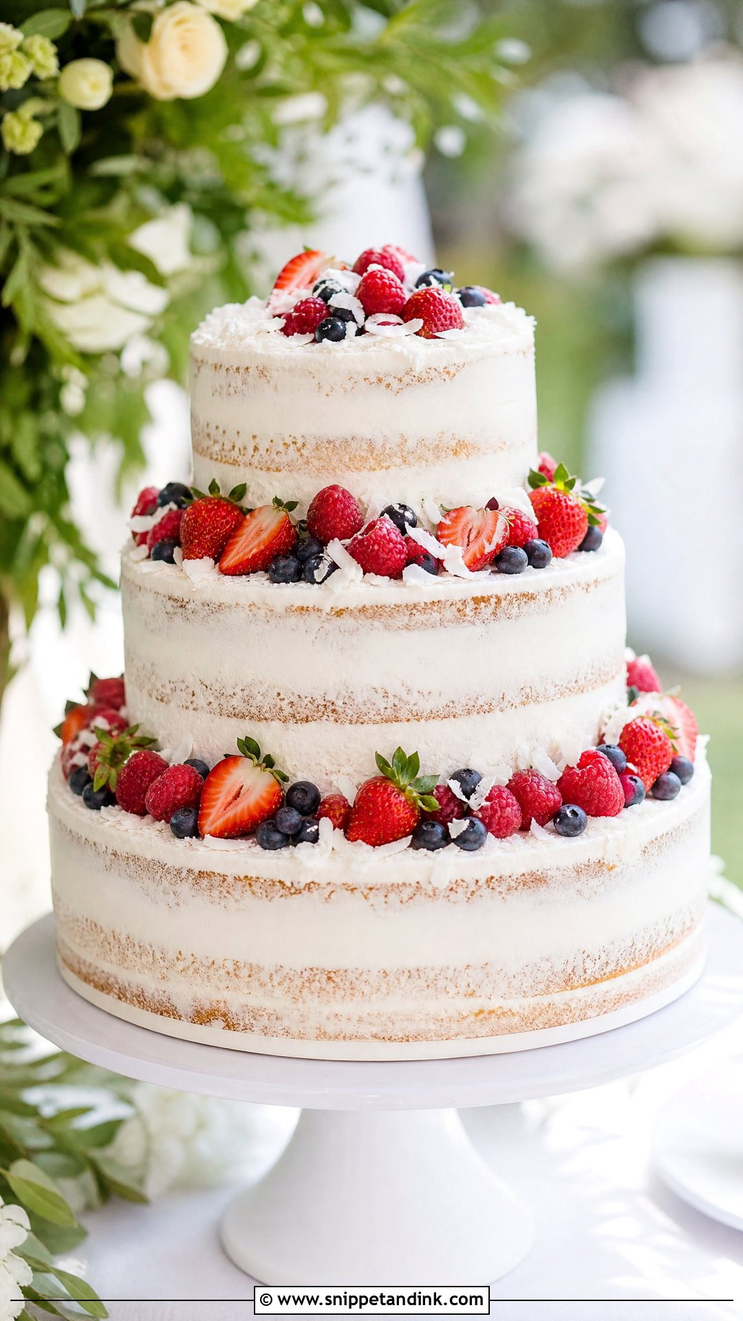 Tender Coconut Wedding Cake With Fresh Berries - Snippet and Ink - 20 Tender Coconut Cake Design Ideas for Wedding