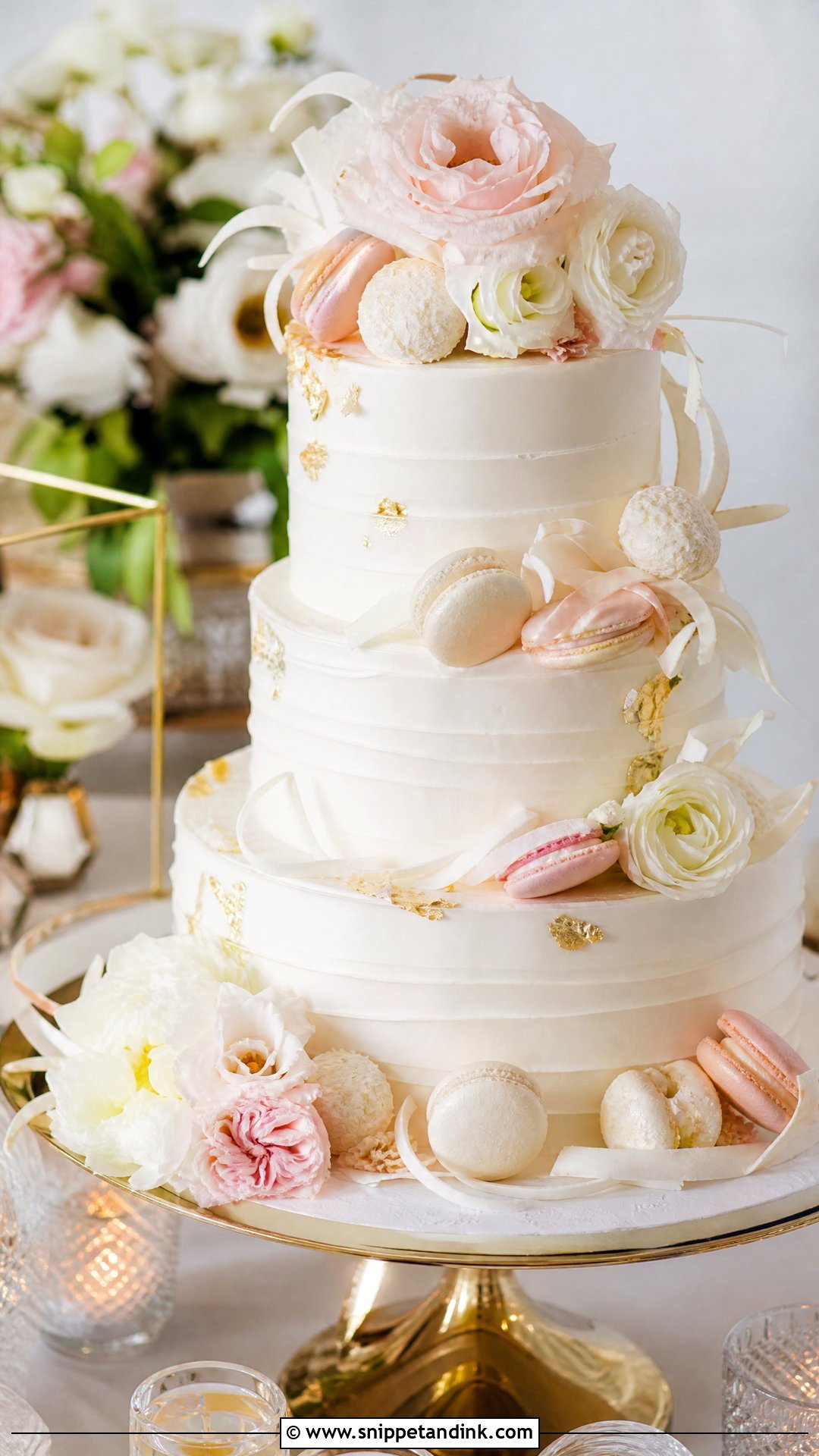 Tender Coconut Wedding Cake With Macarons - Snippet and Ink - 20 Tender Coconut Cake Design Ideas for Wedding