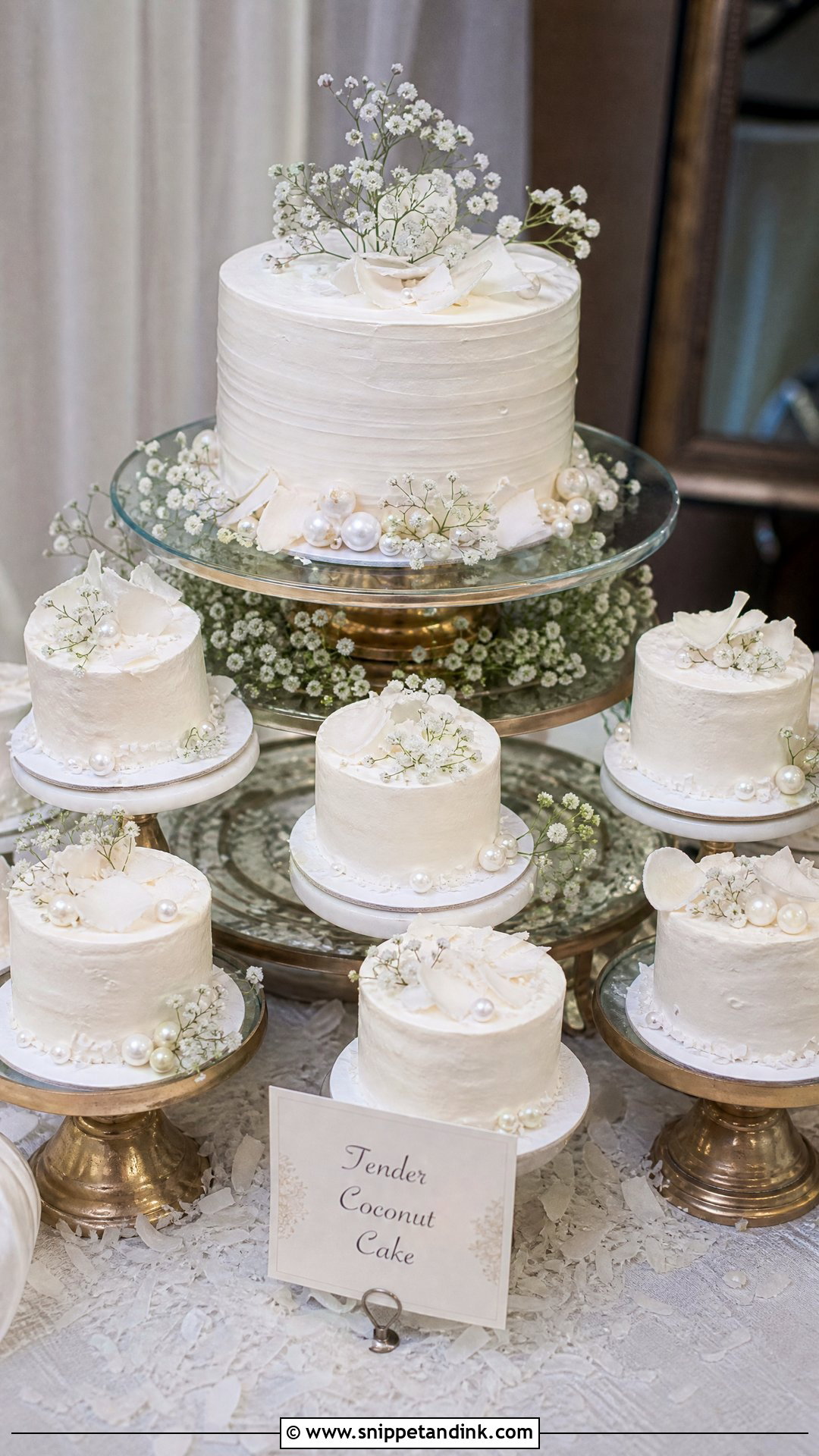Tender Coconut Wedding Cake With Mini Cakes - Snippet and Ink - 20 Tender Coconut Cake Design Ideas for Wedding