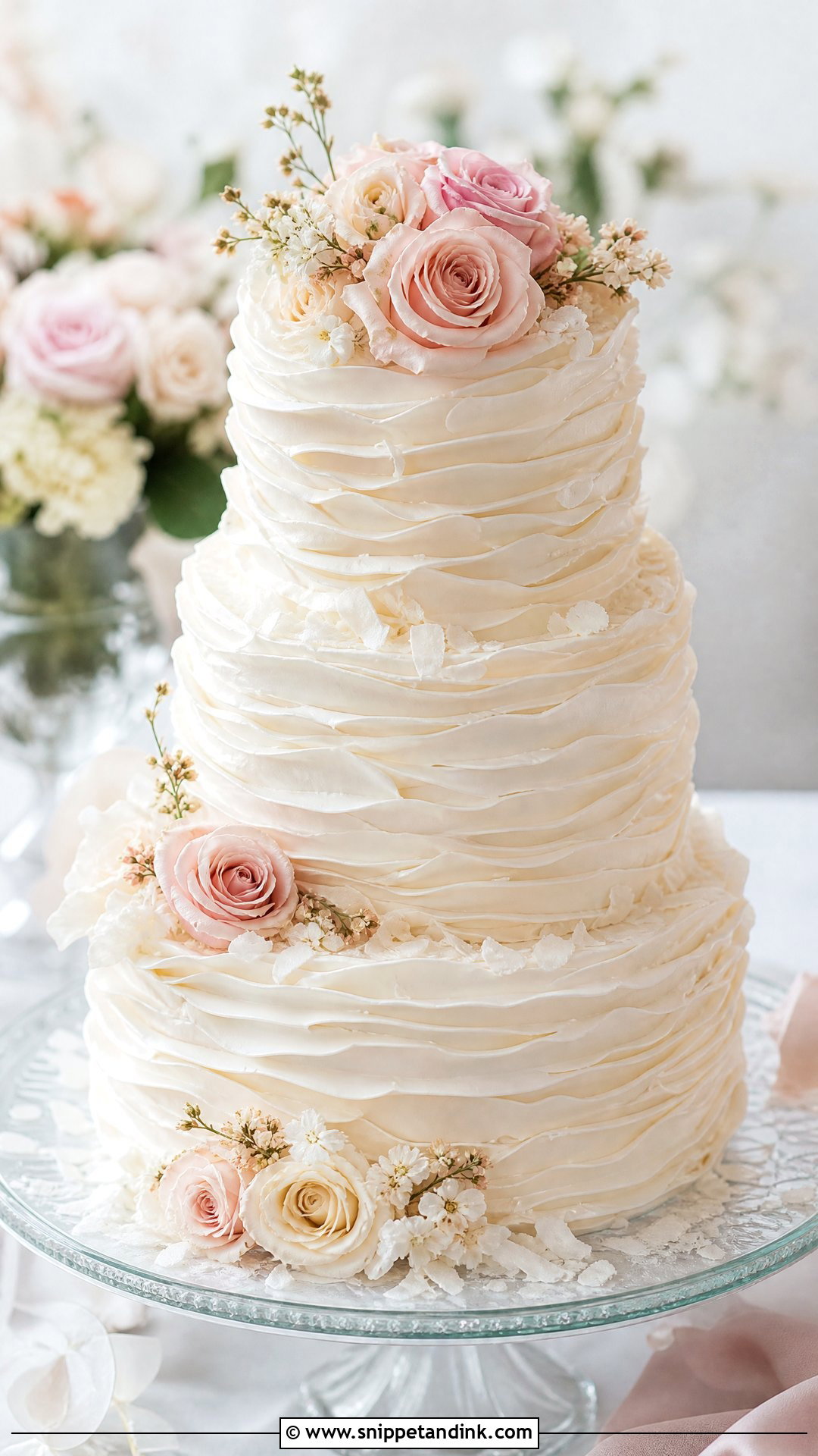 Tender Coconut Wedding Cake With Ruffle Frosting - Snippet and Ink - 20 Tender Coconut Cake Design Ideas for Wedding