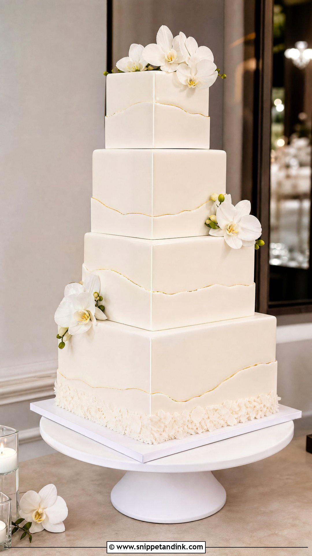 Tender Coconut Wedding Cake With Square Tiers - Snippet and Ink - 20 Tender Coconut Cake Design Ideas for Wedding