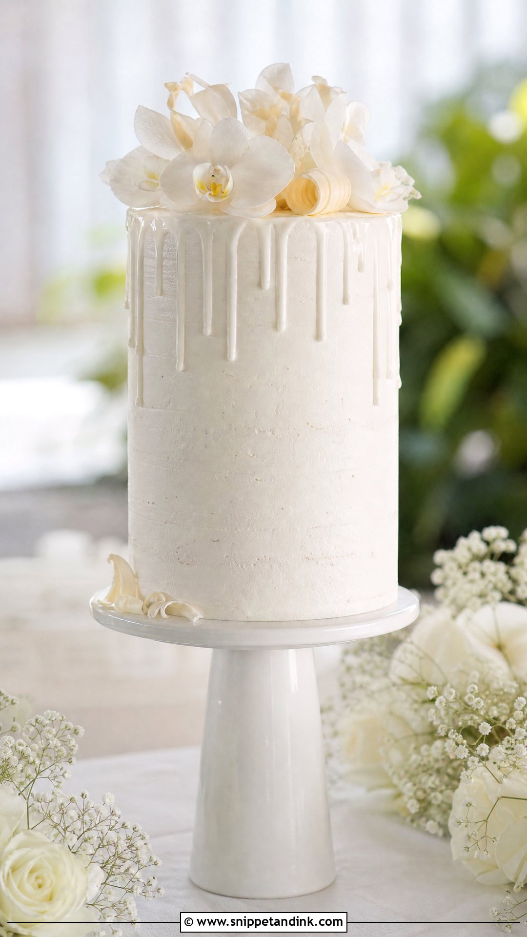 Tender Coconut Wedding Cake With Tall Single Tier - Snippet and Ink - 20 Tender Coconut Cake Design Ideas for Wedding