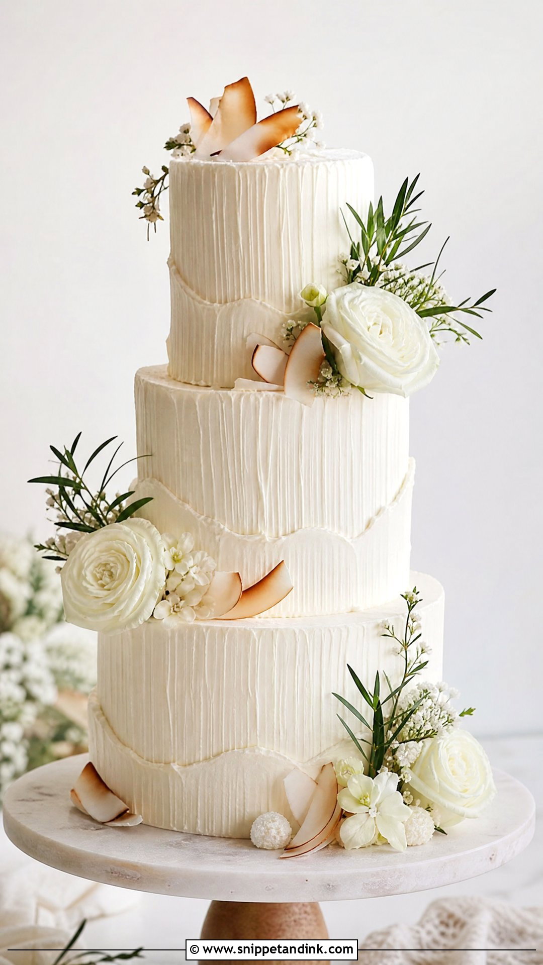 Tender Coconut Wedding Cake With Textured Buttercream - Snippet and Ink - 20 Tender Coconut Cake Design Ideas for Wedding