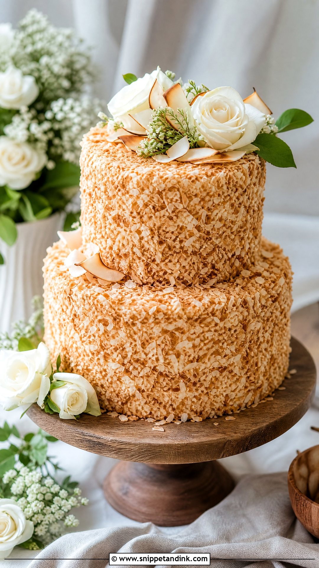 Tender Coconut Wedding Cake With Toasted Coconut - Snippet and Ink - 20 Tender Coconut Cake Design Ideas for Wedding