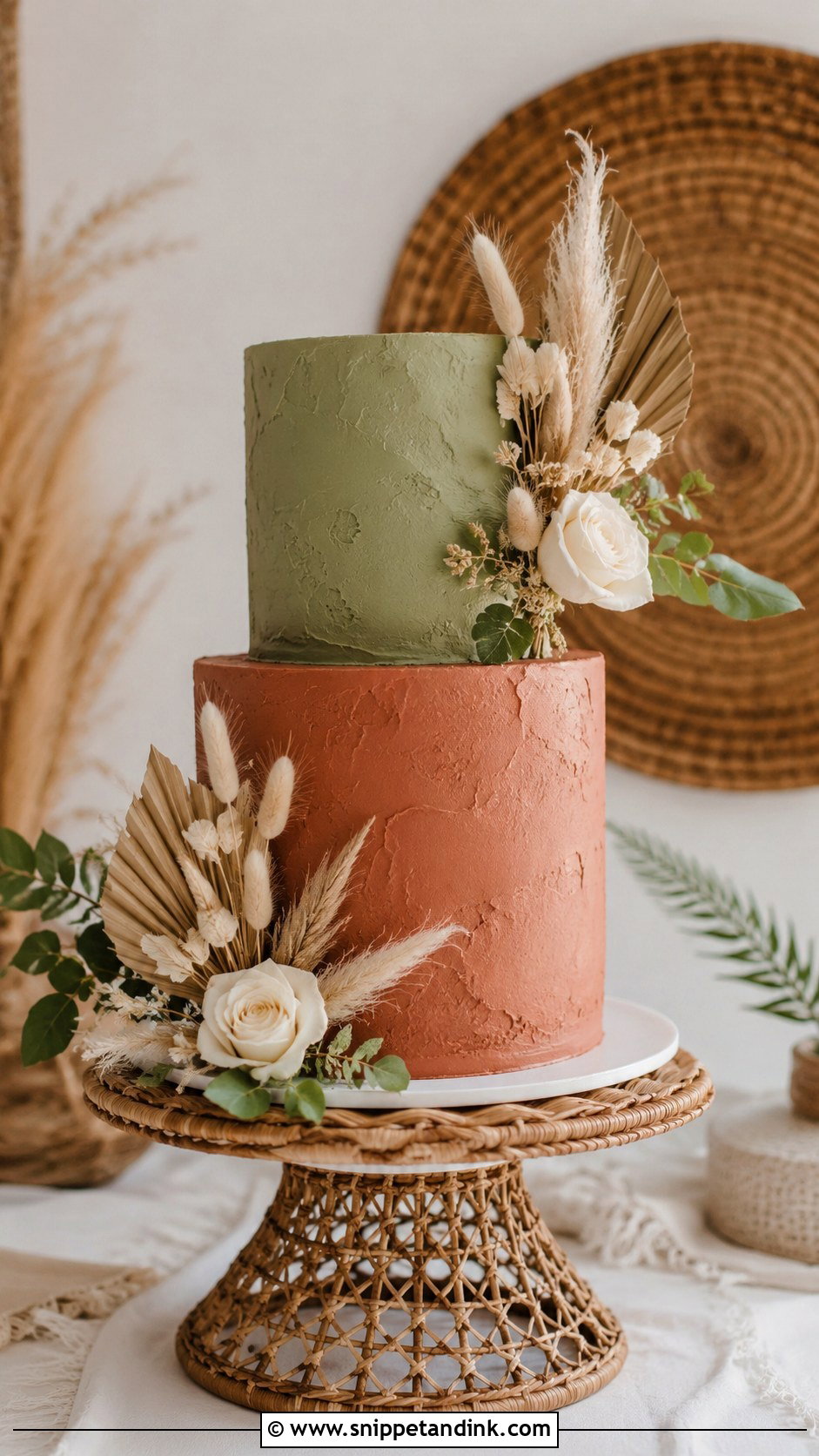 Terracotta And Sage Boho Wedding Cake - Snippet and Ink - 20 Terracotta and Sage Wedding Cake Ideas