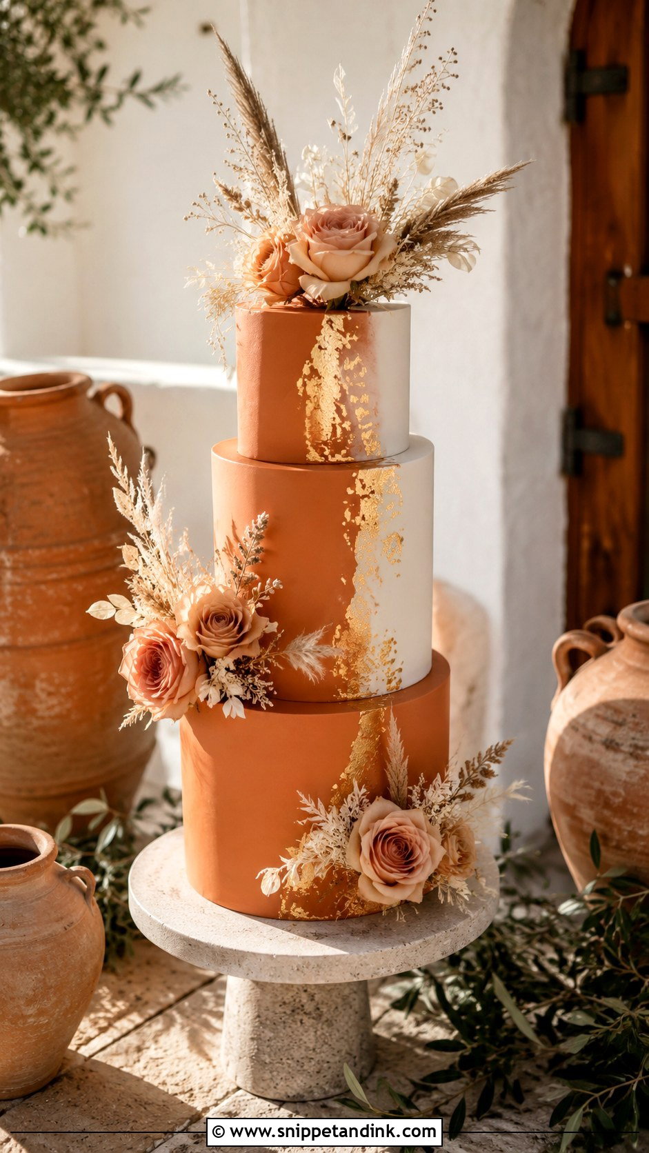 Terracotta Spanish Wedding Cake - Snippet and Ink - 30 Spanish Style Wedding Cake Ideas