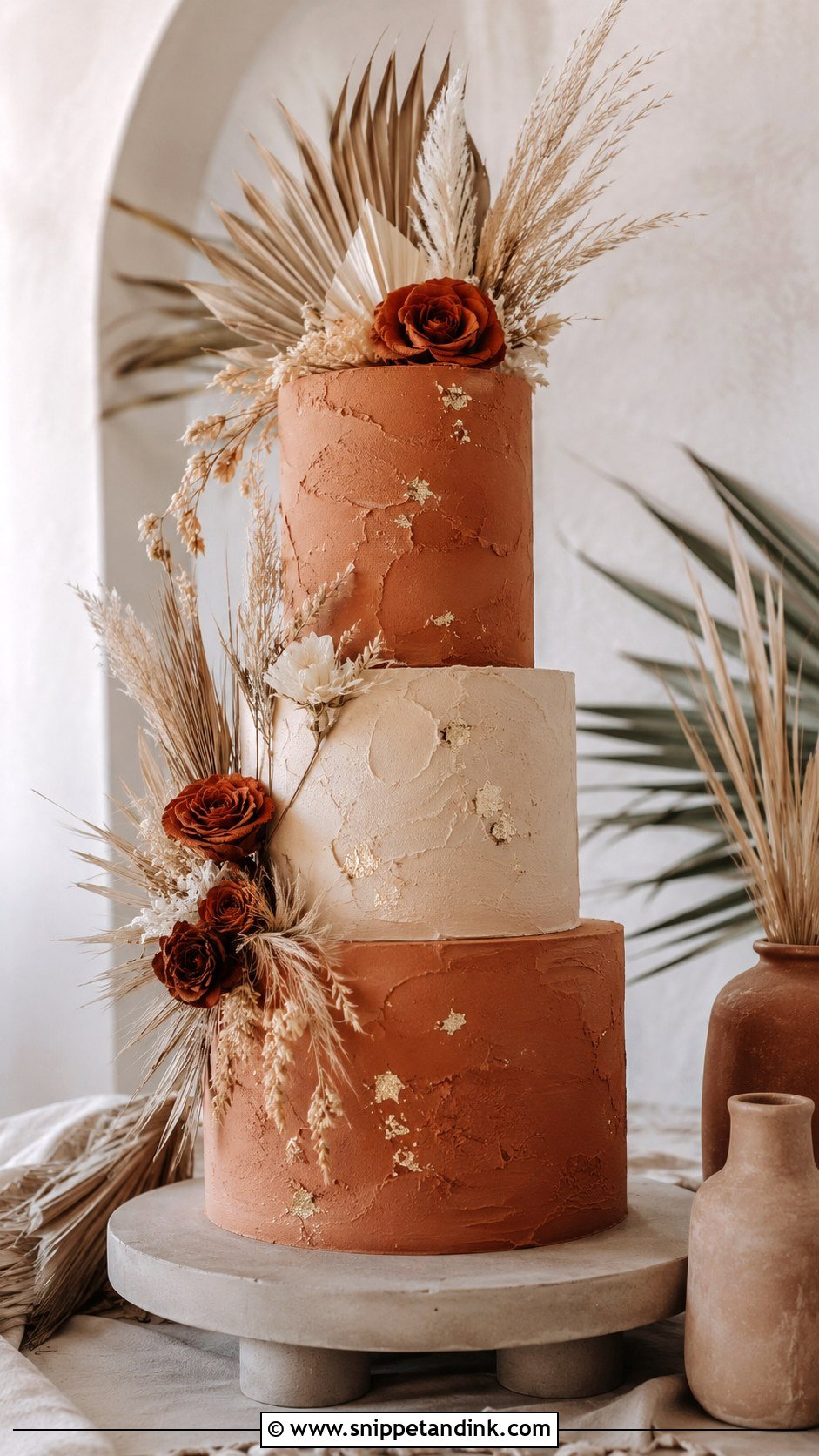 Terracotta Wedding Cake - Snippet and Ink - 20 Bohemian Cake Ideas for Wedding