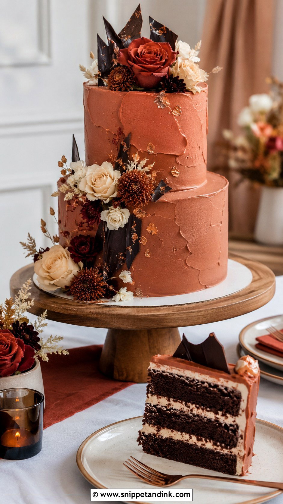 Terracotta Wedding Cake With Chocolate - Snippet and Ink - 35 Terracotta Wedding Cake Ideas