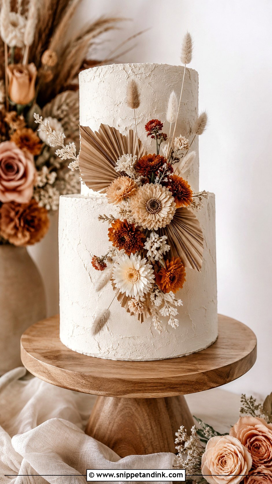 Terracotta Wedding Cake With Dried Flowers - Snippet and Ink - 35 Terracotta Wedding Cake Ideas