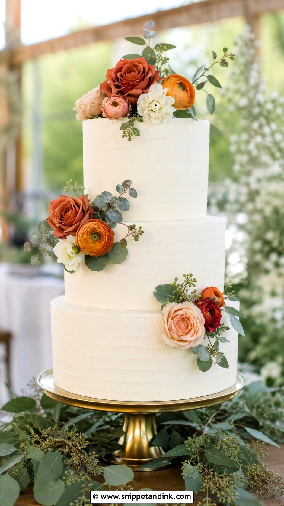 Terracotta Wedding Cake With Eucalyptus - Snippet and Ink - 35 Terracotta Wedding Cake Ideas