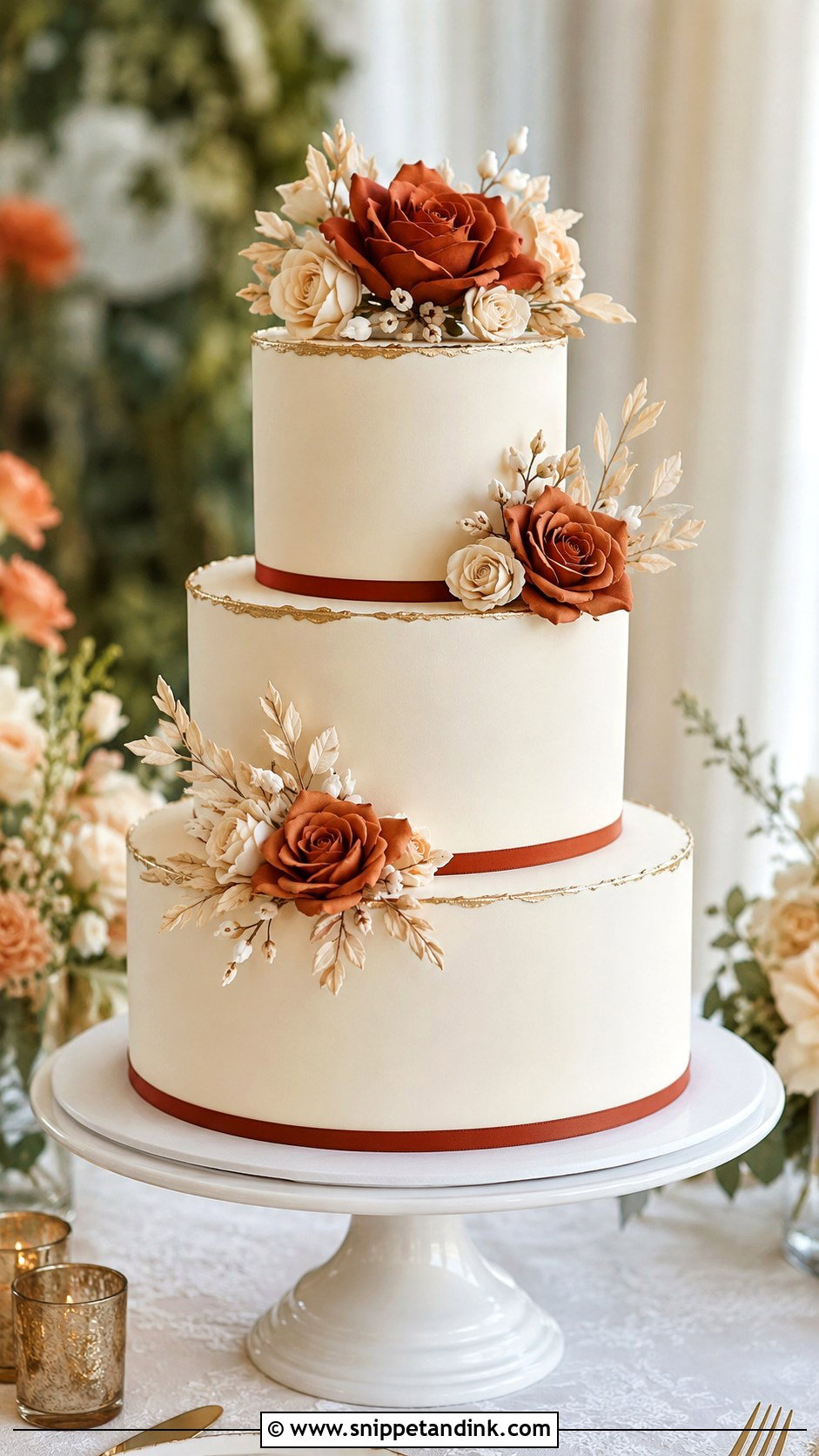 Terracotta Wedding Cake With Ivory Fondant - Snippet and Ink - 35 Terracotta Wedding Cake Ideas