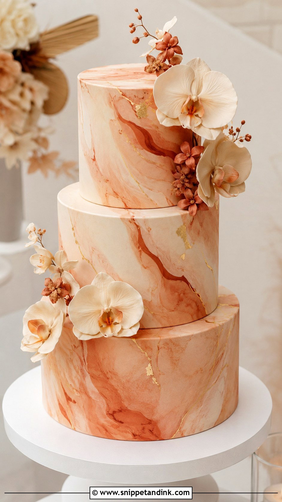 Terracotta Wedding Cake With Marble - Snippet and Ink - 35 Terracotta Wedding Cake Ideas