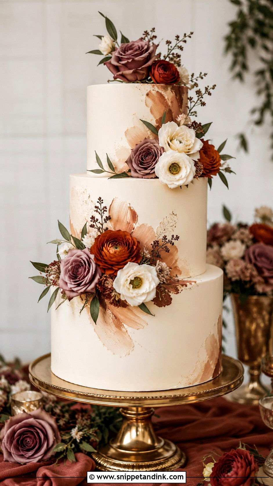 Terracotta Wedding Cake With Mauve Flowers - Snippet and Ink - 35 Terracotta Wedding Cake Ideas
