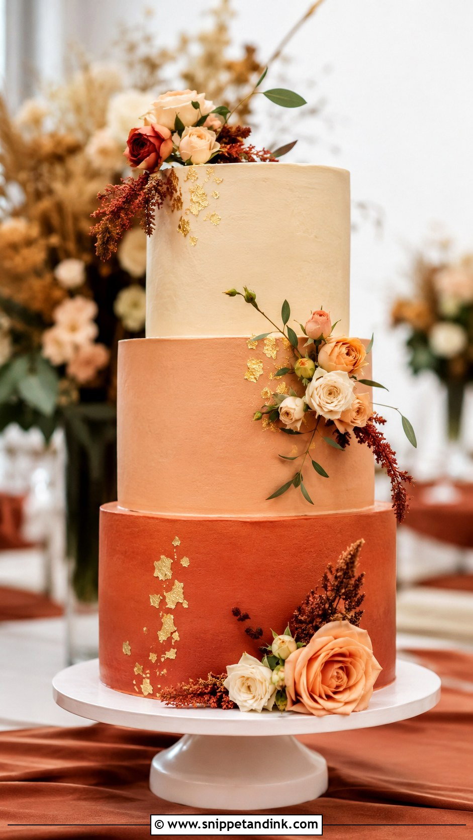 Terracotta Wedding Cake With Ombre - Snippet and Ink - 35 Terracotta Wedding Cake Ideas