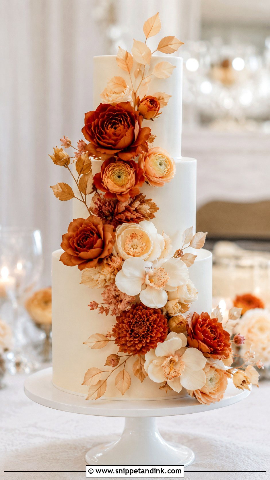 Terracotta Wedding Cake With Sugar Flowers - Snippet and Ink - 35 Terracotta Wedding Cake Ideas