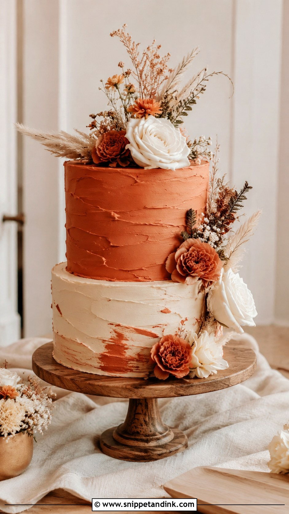 Terracotta Wedding Cake With Textured Buttercream - Snippet and Ink - 35 Terracotta Wedding Cake Ideas