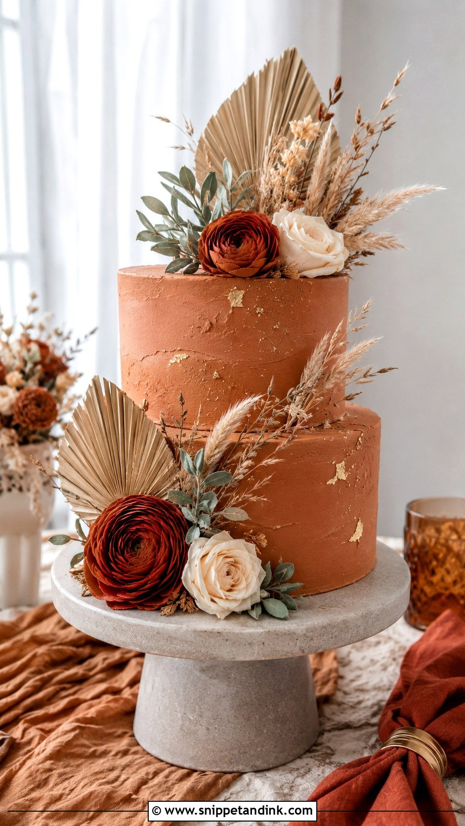 Terracotta Wedding Cake - Snippet and Ink - 20 Autumn Theme Cake Ideas for Wedding