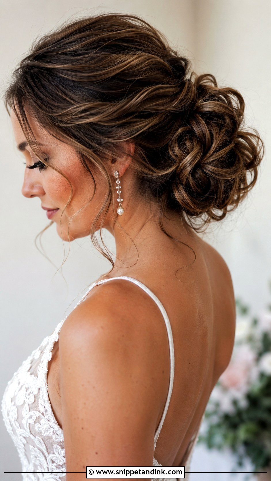 Textured Bridal Bun With Loose Curls - Snippet and Ink - 20 Bride Updo Hairstyles Bun Loose Curls