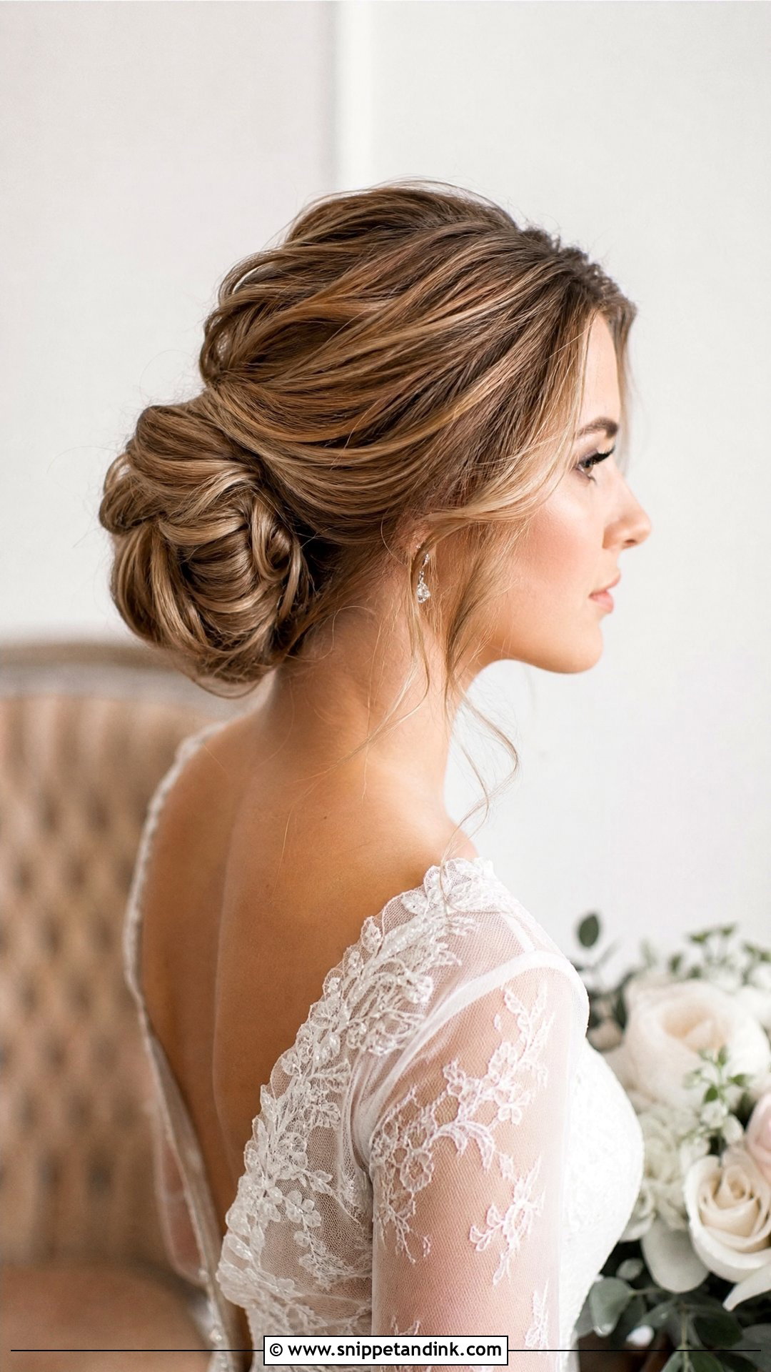 Textured Bridal Chignon - Snippet and Ink - 15 Bridal Hair Chignon Ideas